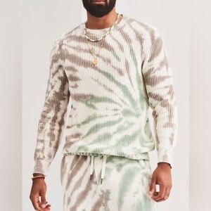 Ser.o.ya revolve Leo Knit trendy Sweater in Beige Green Swirl Tie-Dye size xl